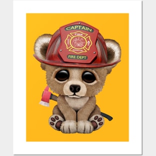 Cute Baby Bear Firefighter Posters and Art